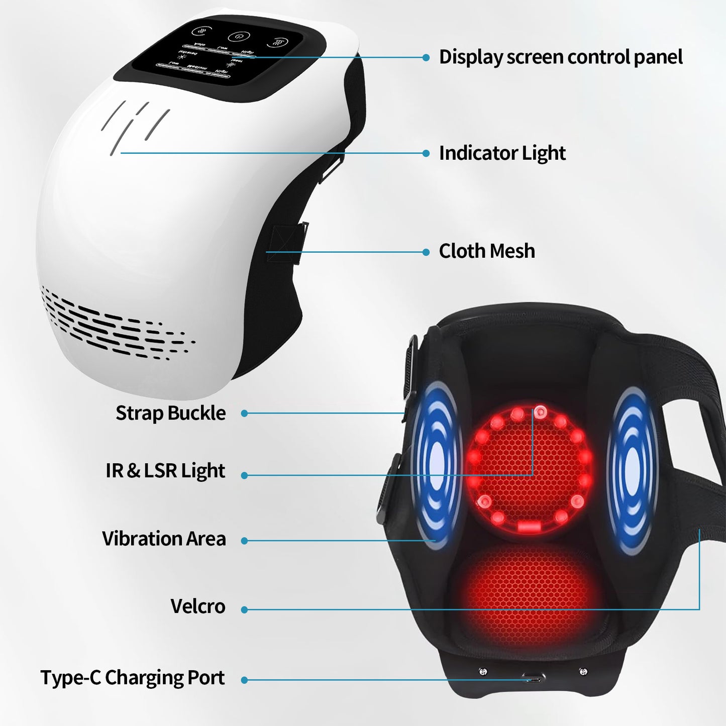 Rechargeable Heated Knee Massager with Infrared & Vibration Therapy
