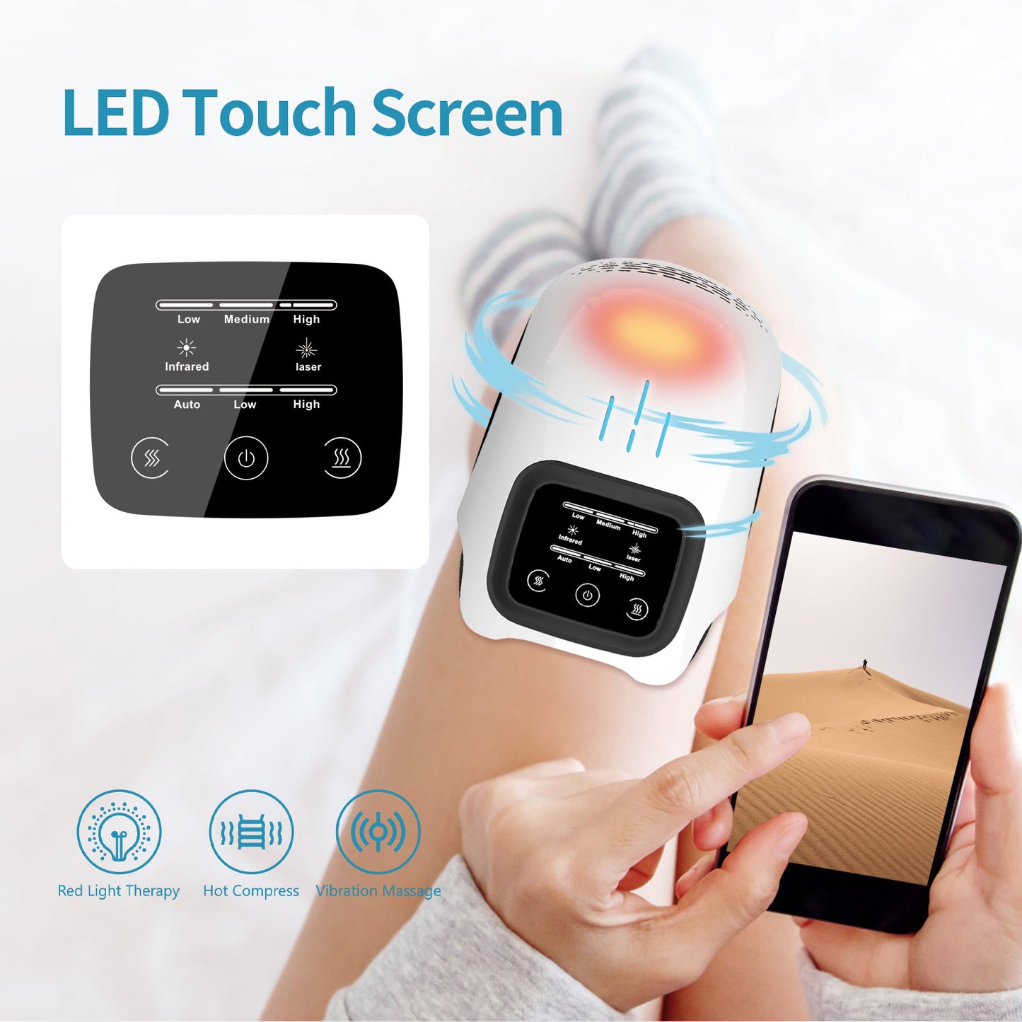 Rechargeable Heated Knee Massager with Infrared & Vibration Therapy