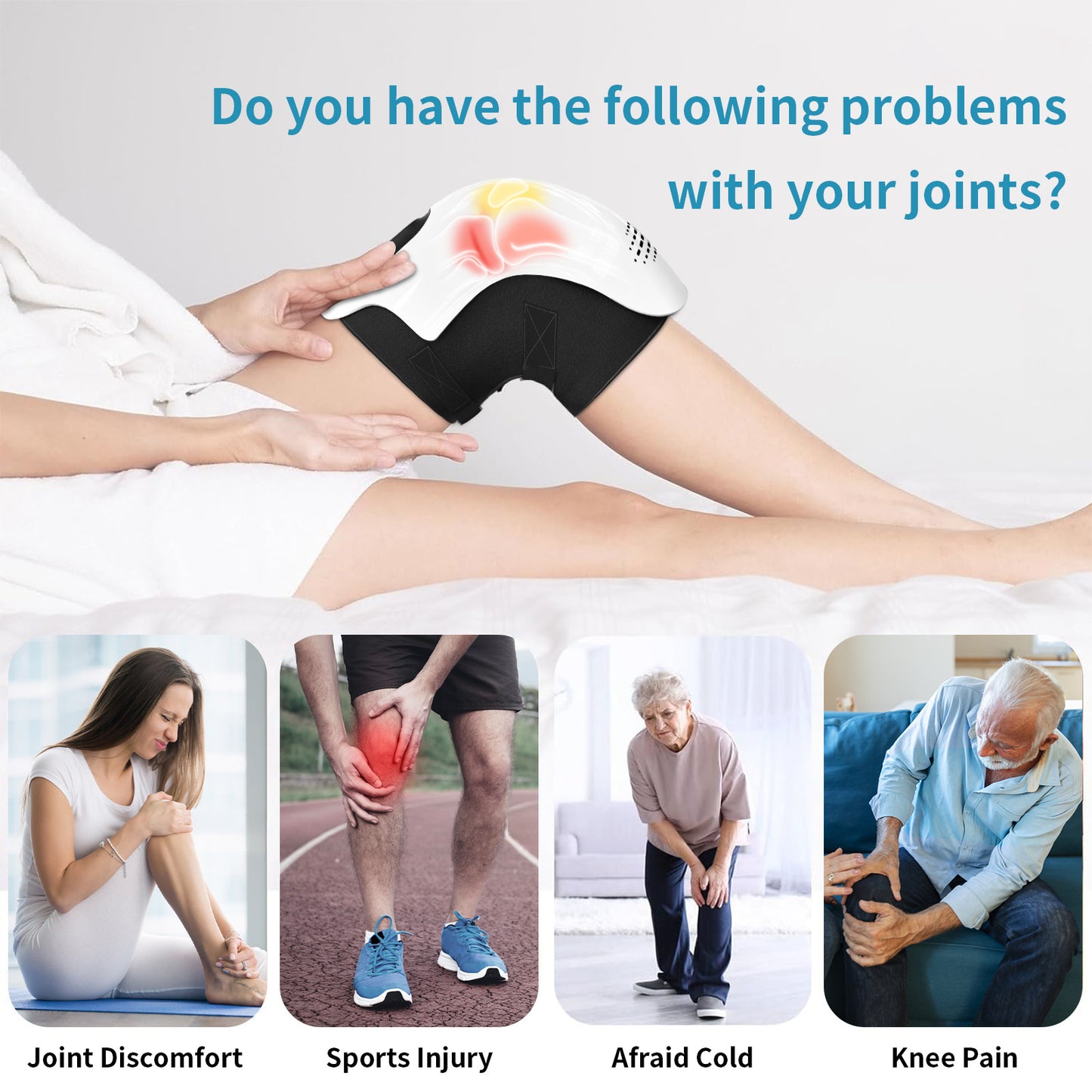 Rechargeable Heated Knee Massager with Infrared & Vibration Therapy